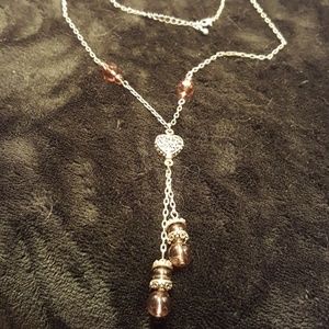 BUCKLE SILVER HEART W/BEADS NECKLACE